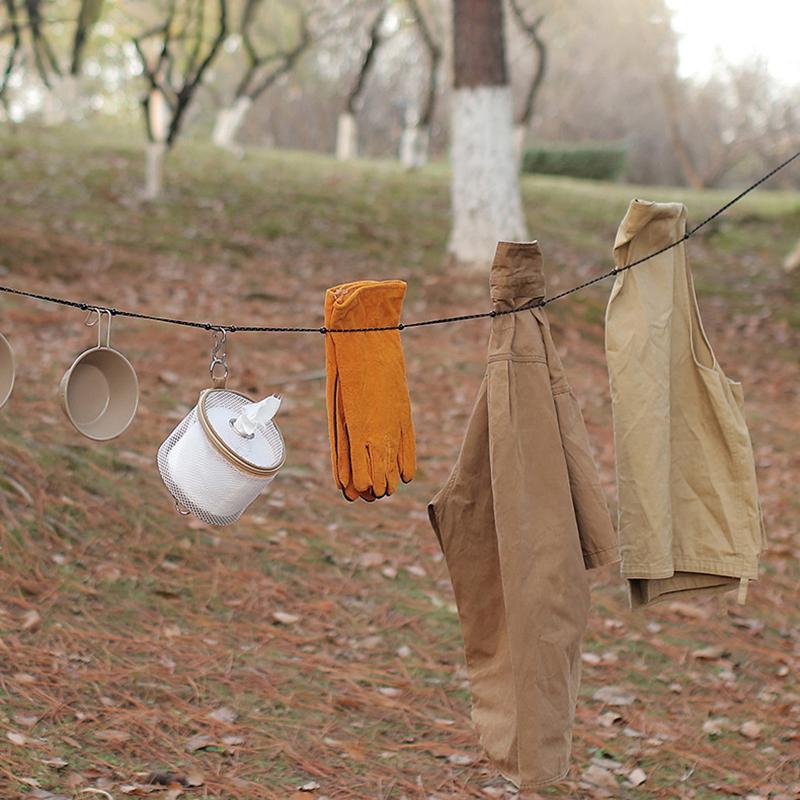 3M Outdoor Camping Stretch Clothesline With 12 Clips Windproof Travel Stretchy Clothesline Sock Line Hanging Laundry Drying Rope