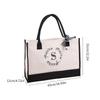 Initial Canvas Handbag Shopper Bag Shopping Bag Versatile Foldable Shoulder Bag for Girl Women Fashion Trendy Bag