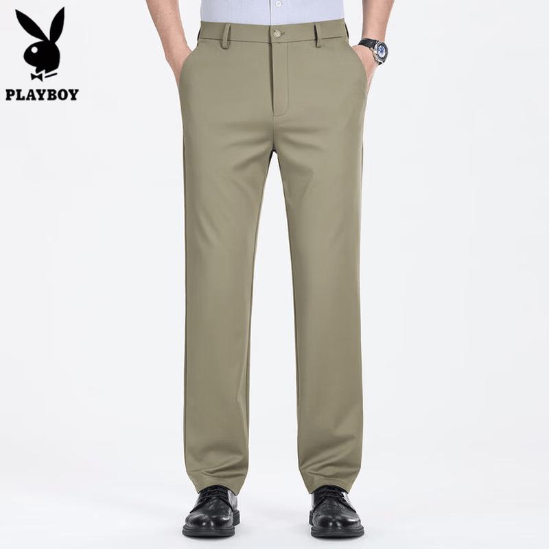 

PLAYBOY Men s Summer Business Casual Straight-Leg Trousers 32