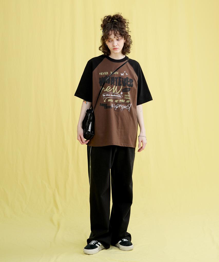 WV PROJECT Something Raglan Short Sleeve T-Shirt Brown Mjst7708