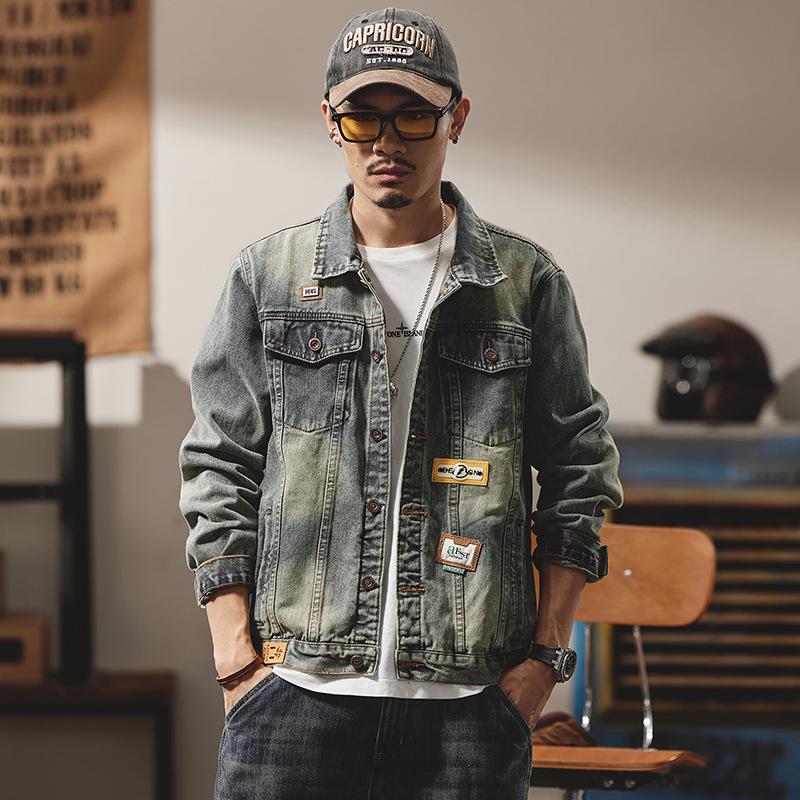 Xintang Men's Wear | Retro Denim Jacket - Trendy Loose Fit, Casual Hong Kong Style for Spring and Autumn