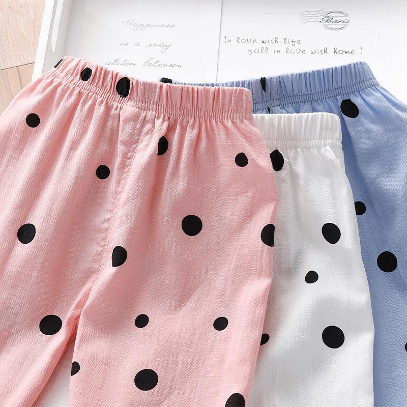 Children's Clothing Girls' Leggings Summer Thin Fit Children's Cotton Nine Quarter Pants Breathable Mosquito Proof Pants