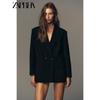 Zaprha 2025 Autumn New Elegant Lapel Long Sleeve with Shoulder Pad Profile Double Placket Blazers 2753122