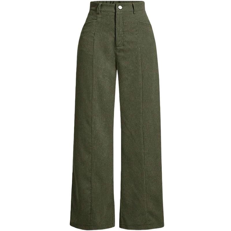 Womens High-Waisted Corduroy Straight Leg Wide