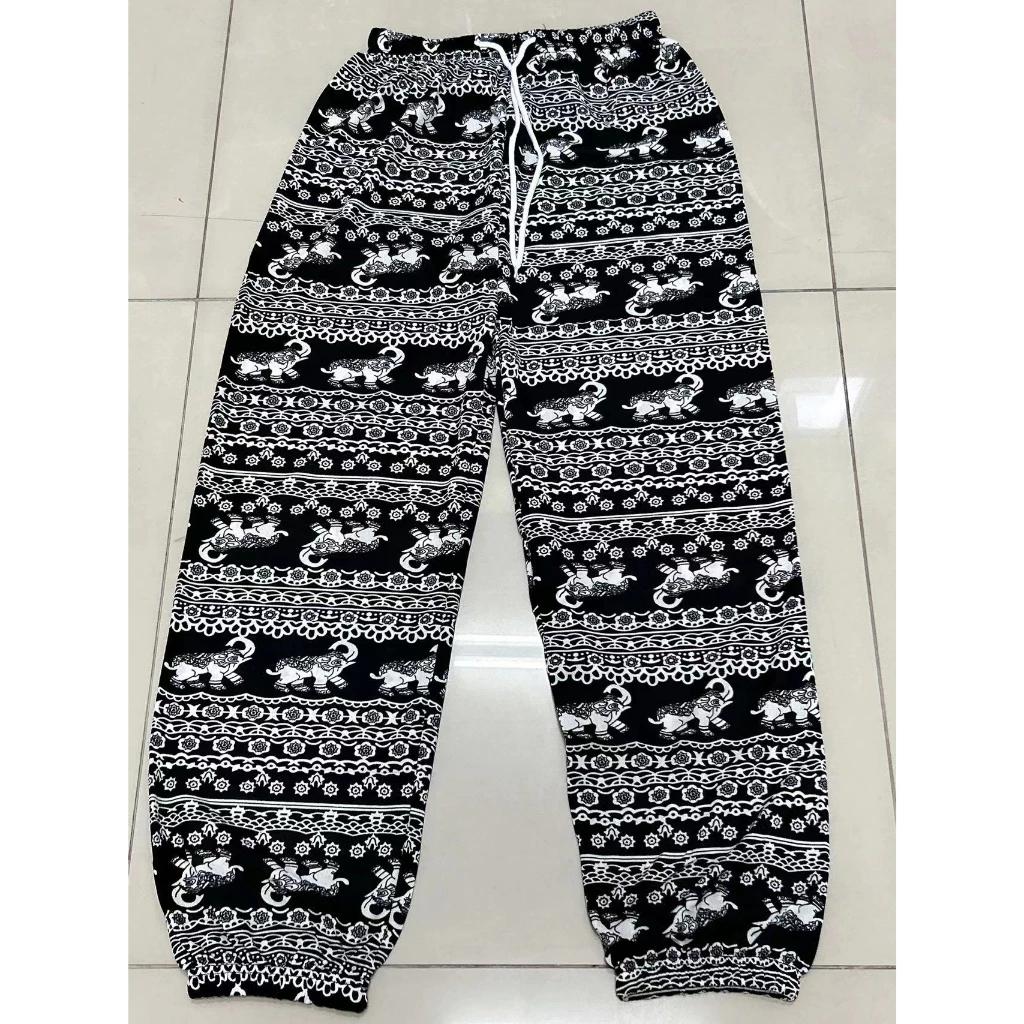 Elefanten Hose Lang Weites Bein Verstellbarer Elastischer Bund Riemen Unisex Damen Herren Druck Thailand Lässig Streetwear Strand Boho Retro Vintage