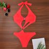 2024 Women's Solid Color Lace-Up One-Piece Swimsuit & Bikini In Stock