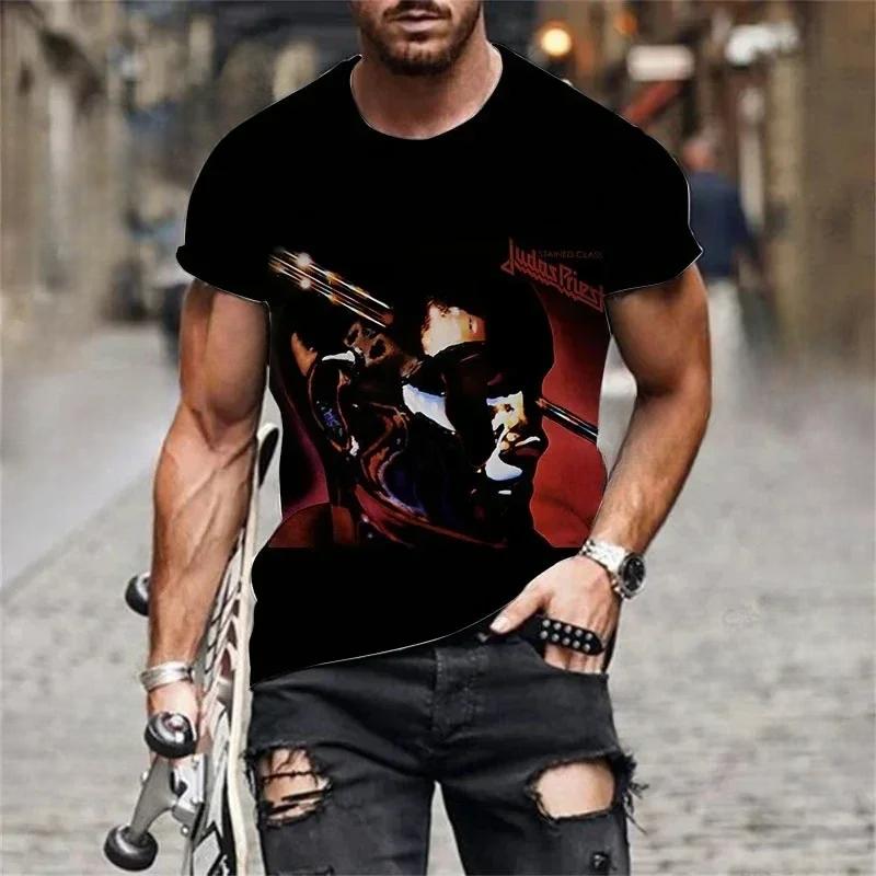 

Rock Band Men s T-shirt 3d Judas Priest Print Tshirt Men Women Fashion Short Sleeve T-shirt Hip Hop Tops Tees Heavy Metal Tshirt 6XL