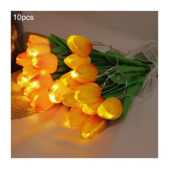 LED-beleuchtete künstliche Tulpenblumenlampe Real Touch Fälschung Tulpenstrauß Nachtlicht mit Band für Valentinstag Ostern Heimküche Hochzeitsdekoration