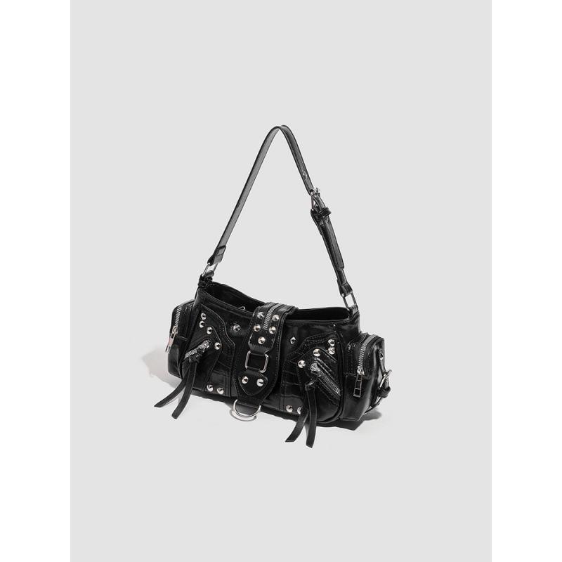Retro Rivet Tote: Versatile Biker-Inspired Crossbody Bag for the Spicy, Sweet, and Cool.