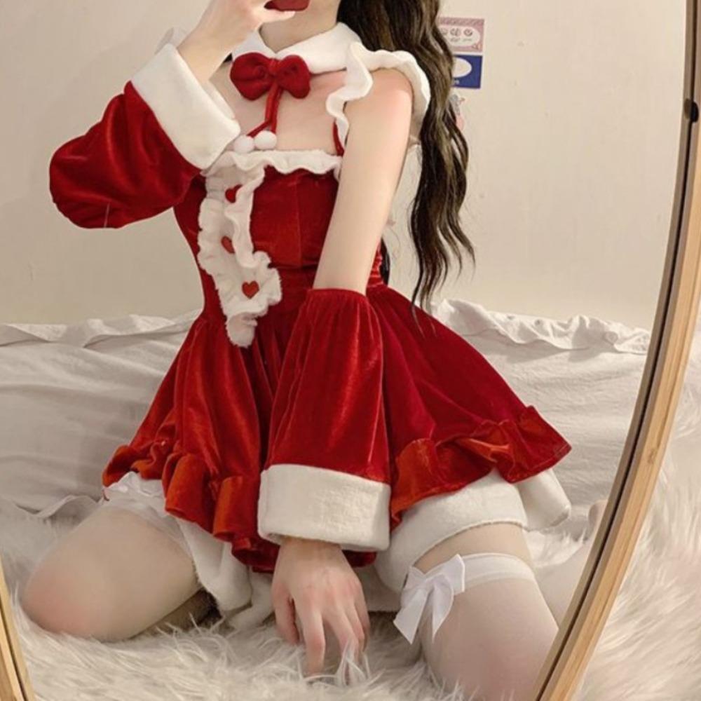 Christmas Sexy Lingerie Hot Dress Cosplay Santa Costumes Red White Short Skirt Fun Clothing Elegant Role Playing Outfit Garment