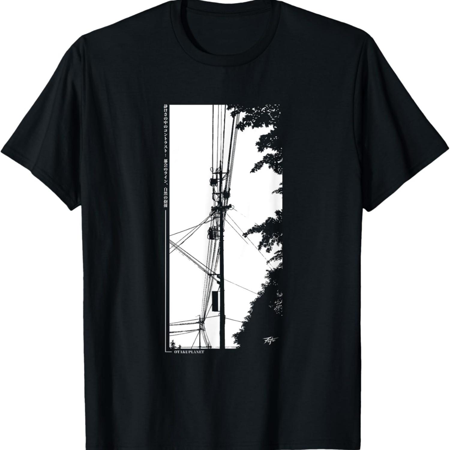 

electricity pole in japanese anime streetwear retro vibes T-Shirt XXXXXL чорний