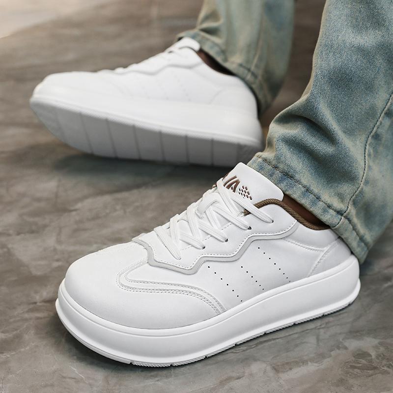 

Men’s White Wide Head Elevator Platform Sports Shoes Casual Skateboard Shoes Walking Sneakers Shoes Over Sized 46 47 48 EU: 39 белый