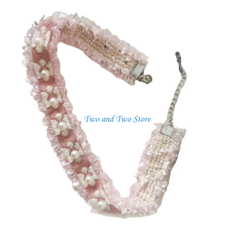 HX6F Small Flower Pearl Collar Necklace Vintage Choker Sweet Cool Necklace Jewelry
