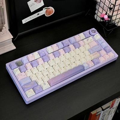 Starry Sky Purple PBT Custom Keycap Set 133 Keys Atmosphere Shine Through for 61 75 87 104 108 MX Mechanical Keyboard Gift