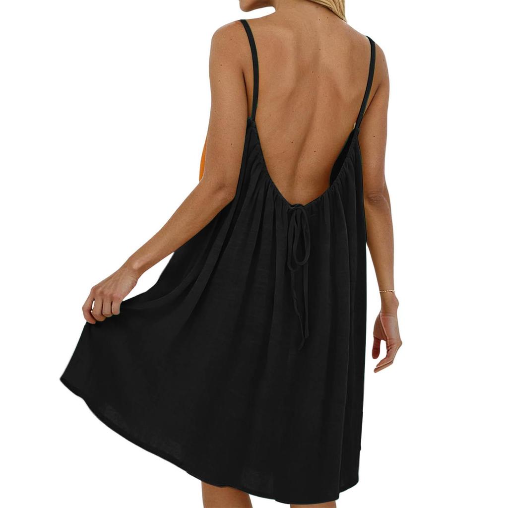 2026 Women's Backless Sling Overcoat Loose Home Dress
