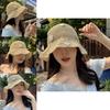 Stylish Blue Floral Straw Fisherman Hat For Women With Wide Brim Breathable Design Ideal For Sun Protection