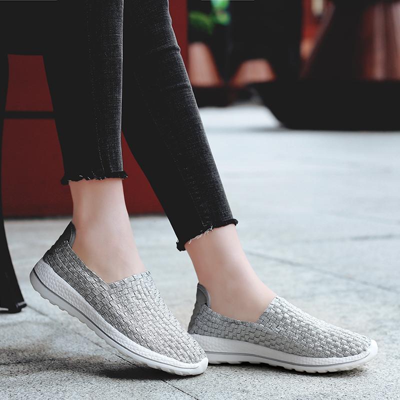 Letnie damskie trampki Komfortowa pielęgniarka Plus Size mieszkania mokasyny miękkie buty sportowe do chodzenia po plaży lekkie wsuwane