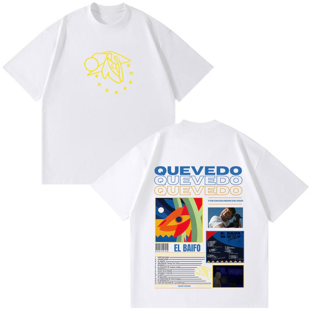 Quevedo El Baifo Album 2026 Tour Print T Shirt Unisex Unisex Fashion Clothing Tshirt Shortsleeved Cotton Loose Oversized Tshirts
