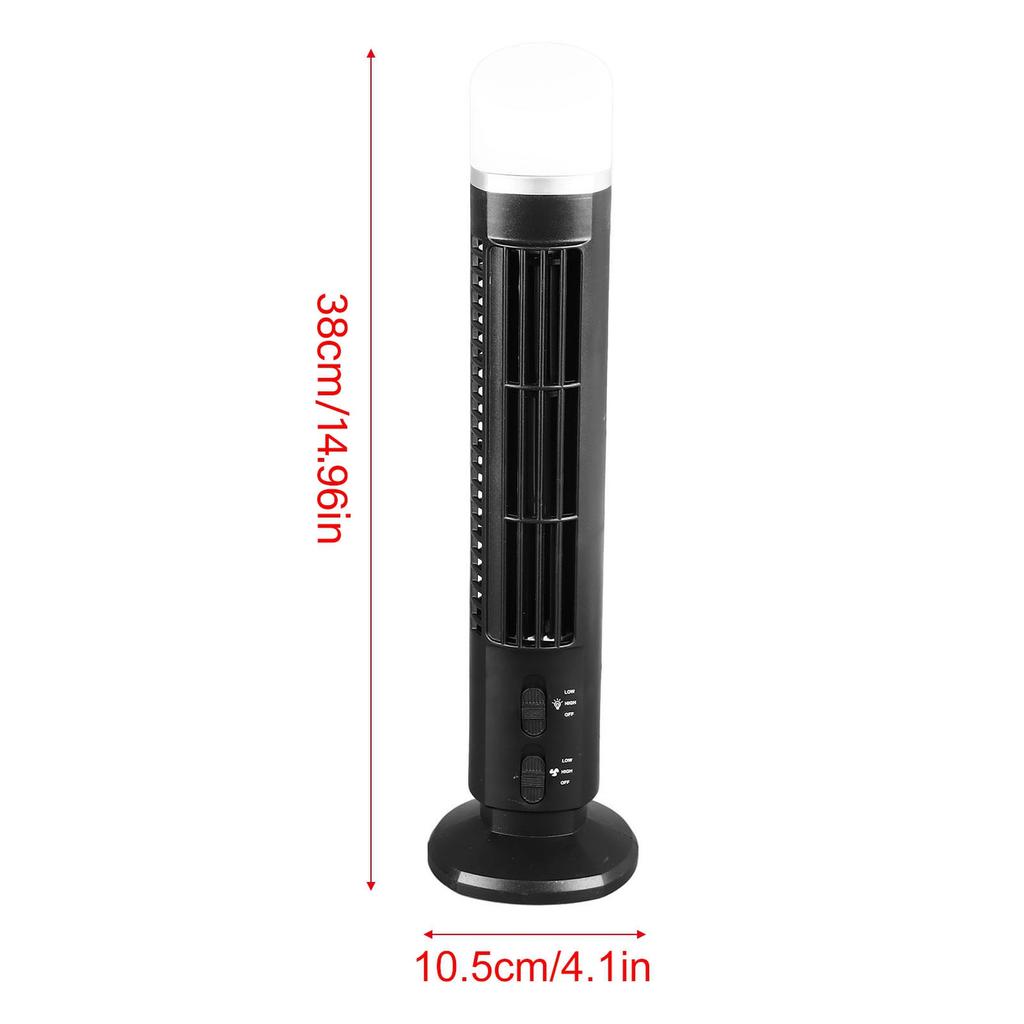 Desk Fan Fingertip Guard Tower Bladeless Fan Easy Cleaning Anti Slip Pad 90 Degree Oscillating USB with Light for Office