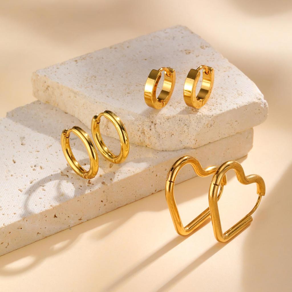 Minimalist Stainless Steel Hoop Earrings for Women,18K Gold Plated Large Earrings Wave Shape Big Hoops,2026 New Fashion Jewelry