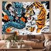 1Pc Dragon And Tiger Fight Printed Tapestry Living Room Background Wall Art Decoration Multi Size Space Pendant