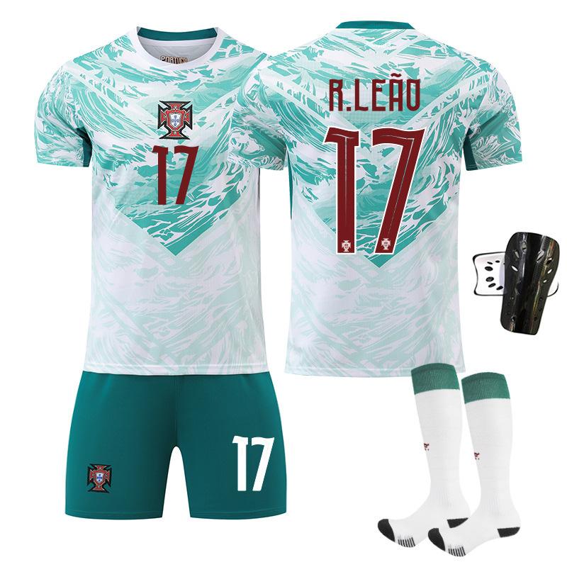 World Cup Portugal Away Football Jersey No. 7 Short-Sleeved Jersey Set Green Shorts