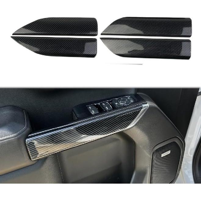 Carbon Fiber Inner Door Handrail Handle Cover Trim for 2019-2026 Chevy Silverado 1500/GMC Sierra 1500 for 2020-2026 Sierra/Silverado 2500 3500 HD