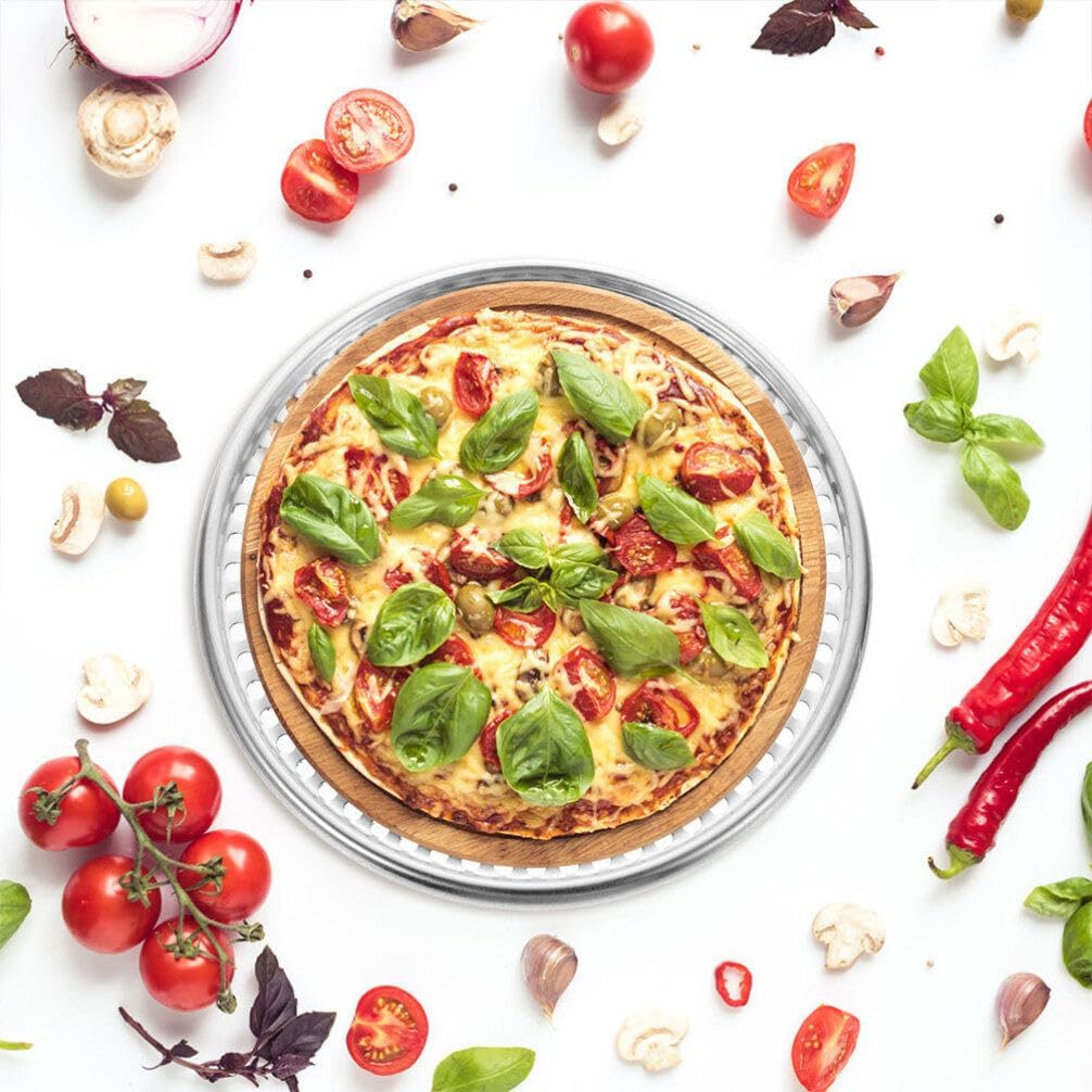 HANABASS Pizza Pan with Holes 16 Inch Stainless Steel Mesh Tray Screen Baking Pan Nonstick Round Crisper Tray Bakeware for Oven Homemade Pizza
