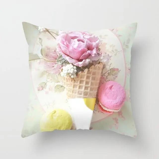 Rose Flower Cushion Cover Nordic Style Home Wedding Decoration Sofa Bed Car Pillowcase Pillow