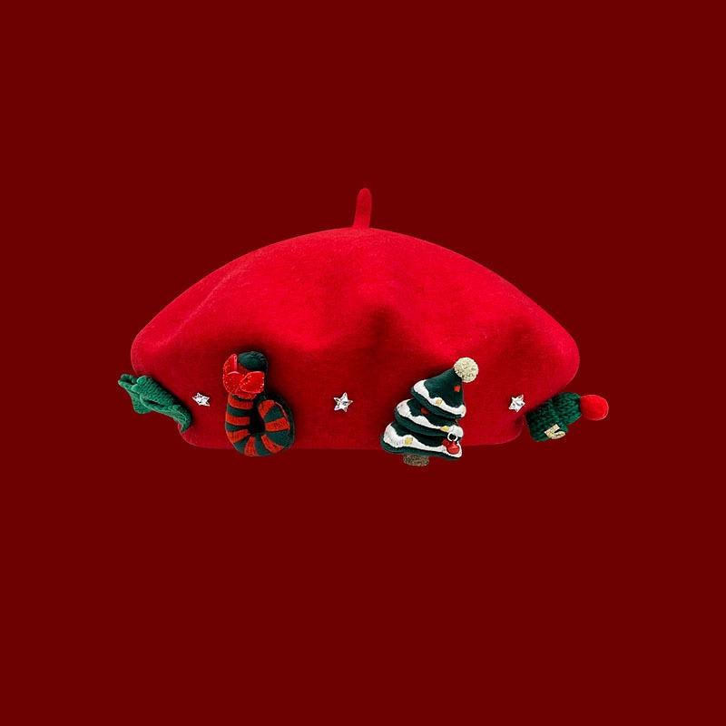 Women S Wool Beret Christmas Festival Warm Hat