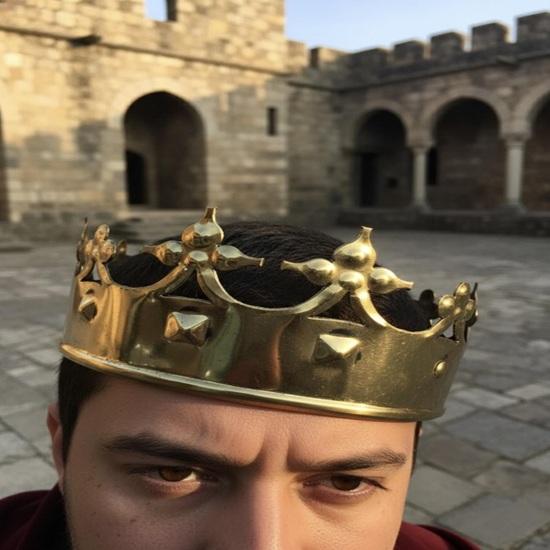 Handmade Brass King Crown  Medieval Royal Headpiece with Leather Strap  Renaissance LARP Costume Crown