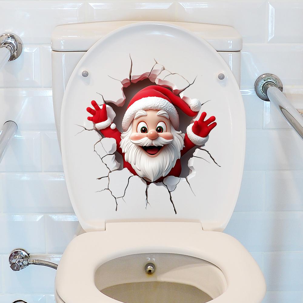 Christmas Toilet Sticker Merry Christmas Decoration for Home 2025 Pendant Xmas Sticker Ornament Navidad Natal New Year Gift 2026