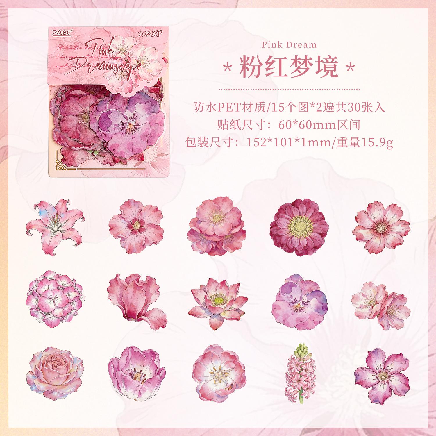 30pcs/pack Flower Dance Series Retro Ins Exquisite Flower PET Stickers DIY Diary Scrapbook Aesthetic Decoration Stickers