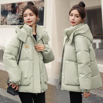 Gray Green Down Cotton-padded Jacket Cotton-padded Jacket Women's Winter New Frock Thick Coat Oversize Bread Coat Cotton-padded Jacket