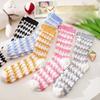5 Pairs Women Candy Color Splicing Design Socks, Mid-tube Ribbed, Breathable, Sweat-absorbent, High Elastic