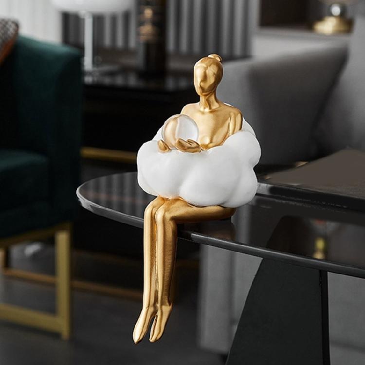 Artistic Resins Cloud Girl Figurine Thinker Sculpture Abstract Art Statue for Desk or Book Shelf Display Ornament Gift