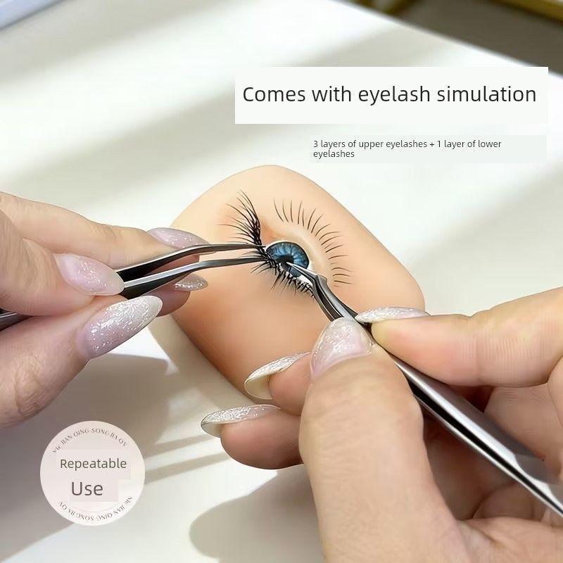 Eyelash Extension Practice Module Comes with a Three-Layer Eyelash Template for Beginners, a Practice Board Mold, and False Eyelash Tools