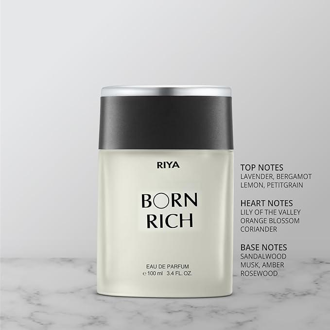 RIYA BORN RICH For Men Eau De Parfum | Spray Citrus Woody | 100 ML | Mild Fragrance |Luxurious Vogue Scent | Men Perfume