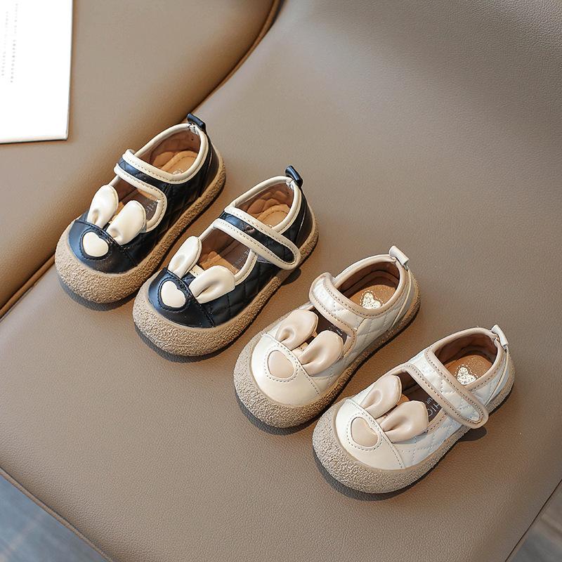 Kinderlederschuh Frühling neu Mädchen Lederschuhe weiche Sohle rutschfest Mädchenschuh niedliche Hasenschuhe Mode Kinder Einzelschuh