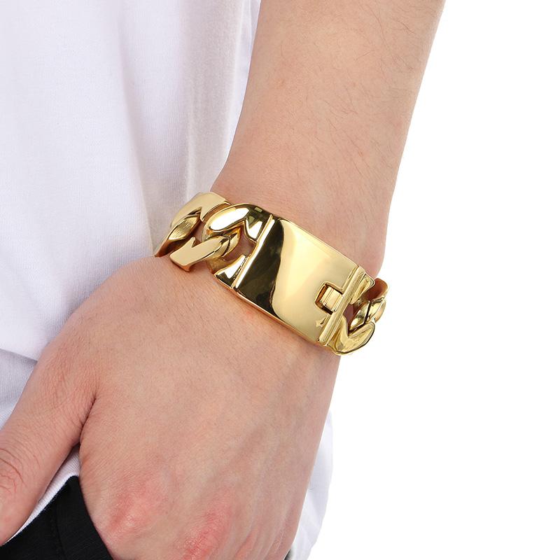 24MM Schweres 316L Edelstahlarmband für Herren Glänzende Goldfarbe Spezielle kubanische Kette Schmuck Personalisierbare Accessoires