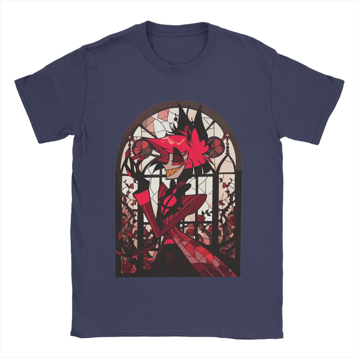 

Stained Glass Alastor Hazbins Hotels T-Shirts for Men Humor Pure Cotton Tee Shirt Short Sleeve T Shirts Original Clothing 4XL