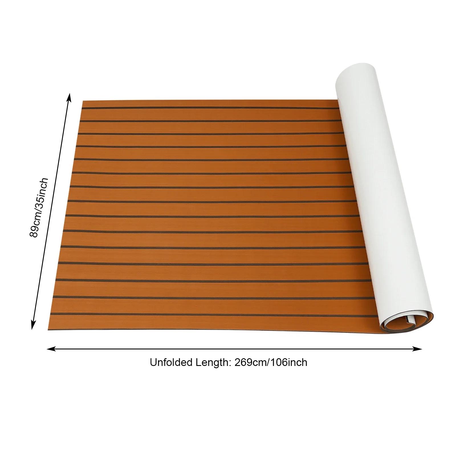 

106*35 Teak EVA Foam Boat Yacht Flooring Mat Deck Carpet Self-Adhesive Floor Mat Waterproof Yacht Flooring Sheet Pad