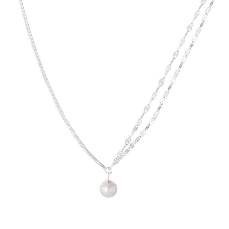 

Double Lip Chain Pearl Necklace Women S Autumn And Winter Temperament Sparkling Collarbone Chain Small Fragrant Neck Chain Copper