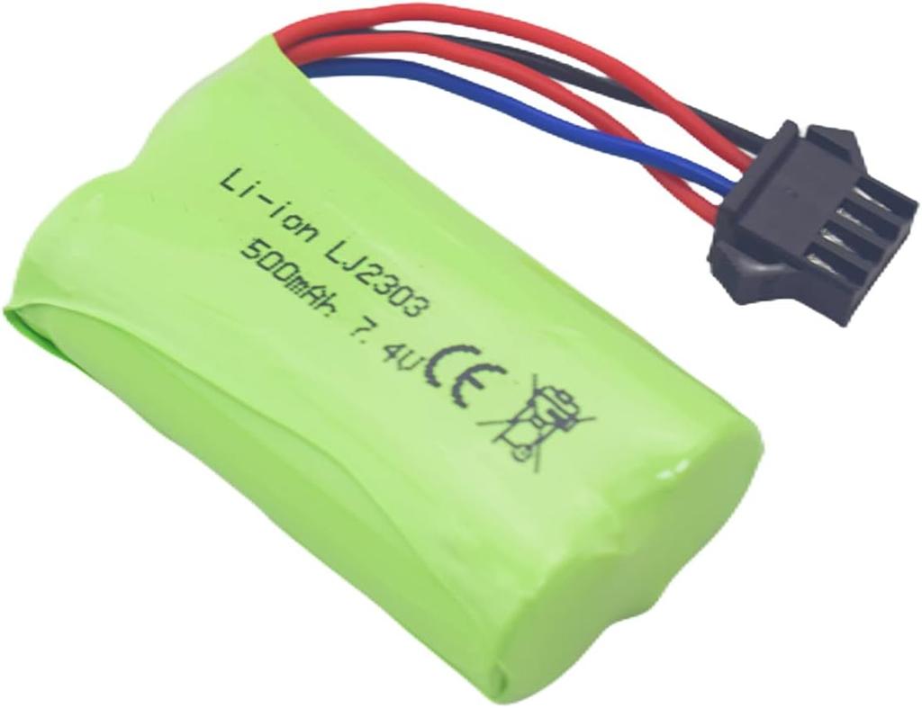 7.4V 500mAh High-Speed Lithium Batteries – 2 Pack – Compatible with EC16 DE85 RC Boat, Car, and Ship Models