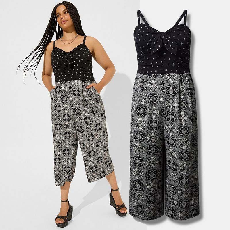 

100.00kg Export Plus size women clothing Black Sling Tube Top Jumpsuit Summer Thin Chubby Girl Slimming Loose Wide Leg Pants Defective 4