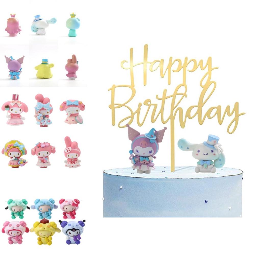 Cute Sanrio My Melody Figure Doll Toy Set For Home Decor And Cake Topping