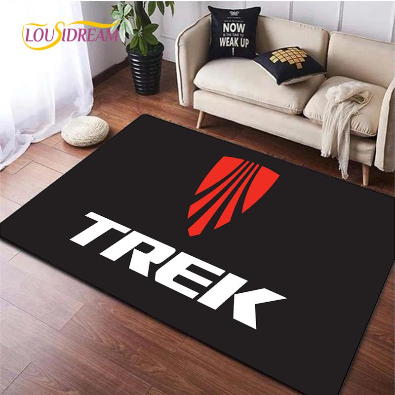 Tappeto con logo di bicicletta per Soggiorno Camera da letto Tappeti Cucina Bambini Porta Tappetino Antiscivolo Regalo di compleanno Oggetti di scena fotografici Alfombra Tappeto