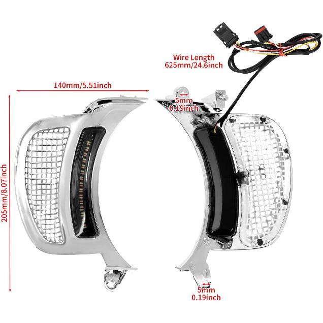 HDBUBALUS Motorcycle Headlight Vent Accent Turn Signal LED Indicator Side Lights For Harley Road Glide FLTRX 2015-2023 (Color: All Chrome)