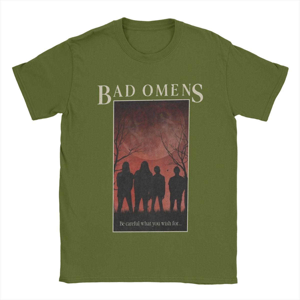 

Чоловічі футболки Bad Omens Вінтажна футболка з коротким рукавом та круглим вирізом 100% бавовна Подарунок на день народження Топи M армія зелений колір
