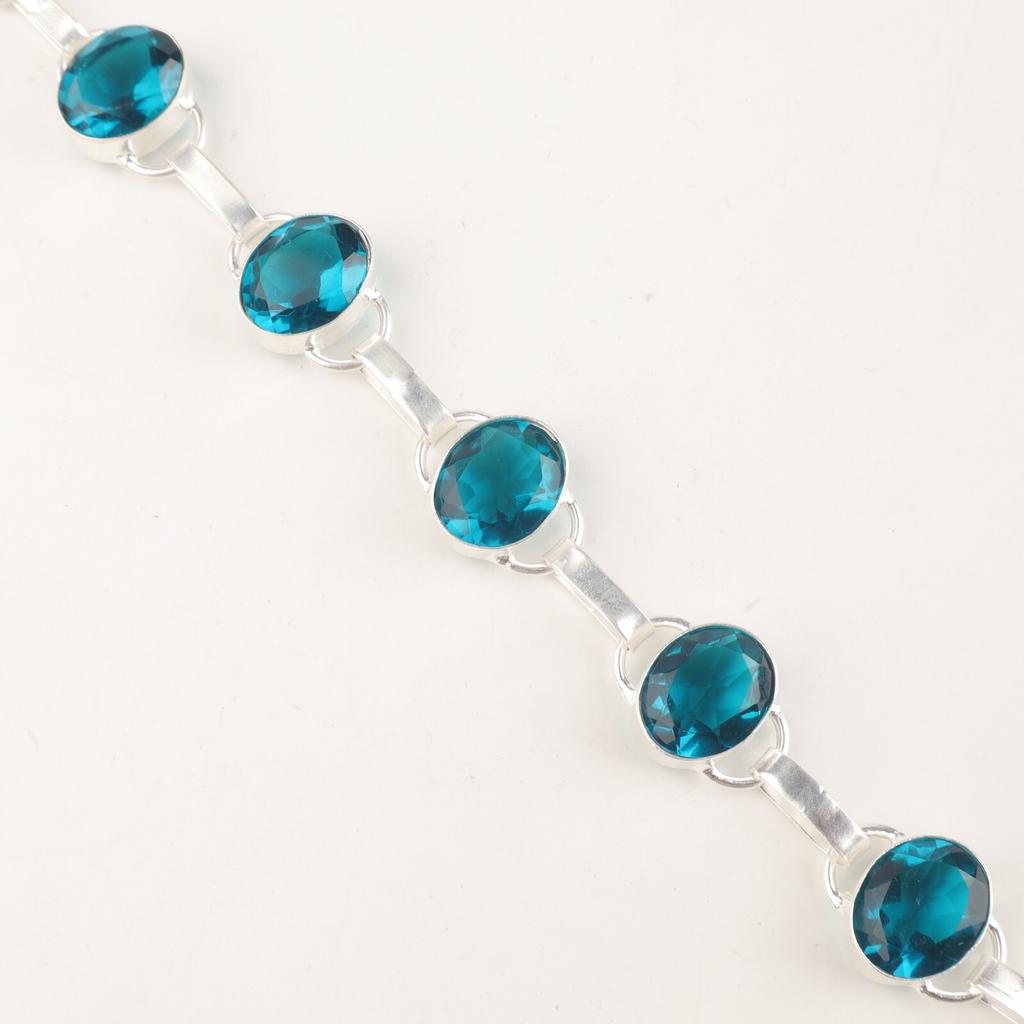 Gåva till kvinnor Apatit Ädelsten 925 Sterling Silver Smycken Handgjordt Armband 9" RB-6-12